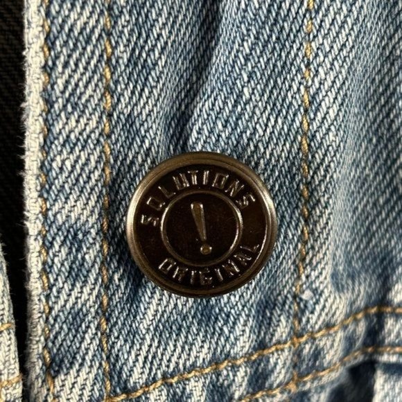 Vintage Solutions! Original Denim Jean Vest Corduroy Collar, Sz Small - Picture 7 of 16